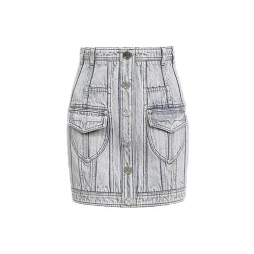 BALMAIN Denim Short Skirts Women's Light Blue Denim