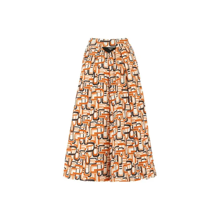 PRADA Casual Long Skirts Women's Orange-1