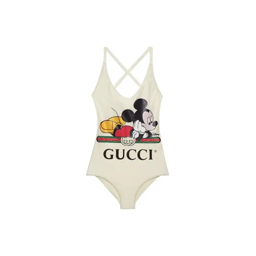 Gucci X Disney Women Mickey Print Swimsuit White