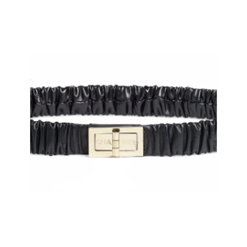 CHANEL Leather Belts Women's Black-0