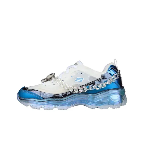 Skechers D'LITES CRYSTAL Casual Shoes Women's Low-Top White/Blue/Black