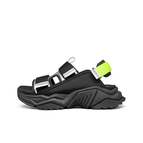 Skechers Block Beach Sandals Women's Black/Silver/Neon Green