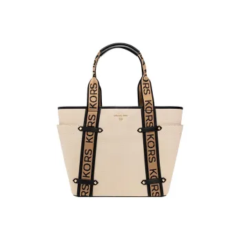MICHAEL KORS Polyester With Cotton Tote Bag Shopping Bag Shoulder Bags Handbags Regular Women's Beige & Black