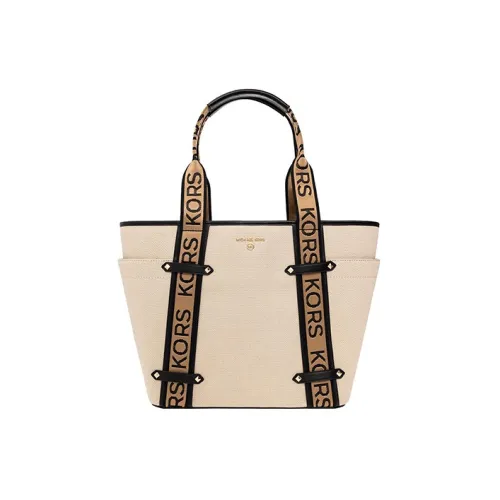 MICHAEL KORS Polyester With Cotton Tote Bag Shopping Bag Shoulder Bags Handbags Regular Women's Beige & Black