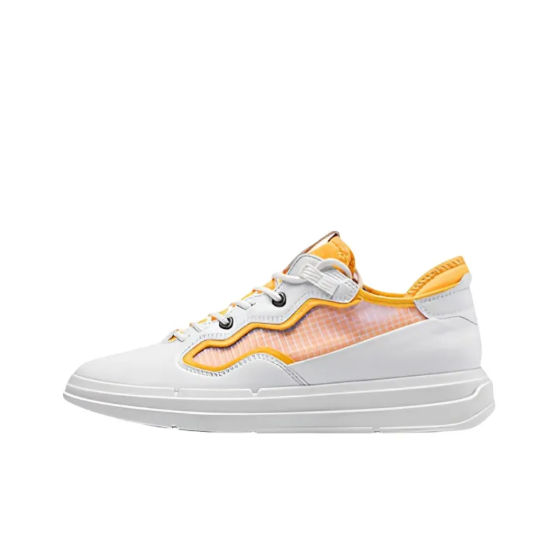 Ecco Softly Cool X Low-Top Skateboard Shoes Women's White Orange-0