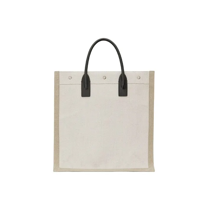 SAINT LAURENT Rive Gauche North/South Tote White Linen/Beige-3