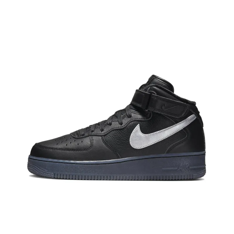 Nike Air Force 1 Mid Premium 'Black Metallic Silver'-0
