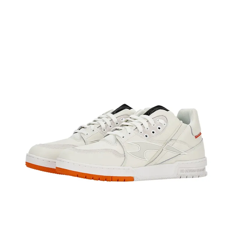 HARSH AND CRUEL Low Top Skateboard Shoes Unisex White Orange-2