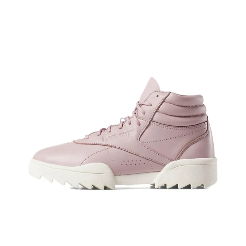 Reebok Freestyle Hi Nova Anti-Slip Wear-Resistant High-Top Skateboard Shoes Women's Rose Pink-0