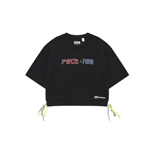 Facetasm X FILA FUSION Crop Tops Women's Elegant Black