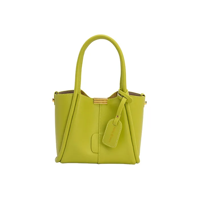VENOF Cow Leather Handbag Tote Bag Trumpets Women's Solid Color-4