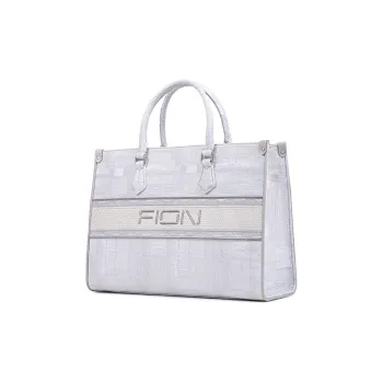 FION Fabric Tote Bag Shopping Bag Handbag Women's Light Gray
