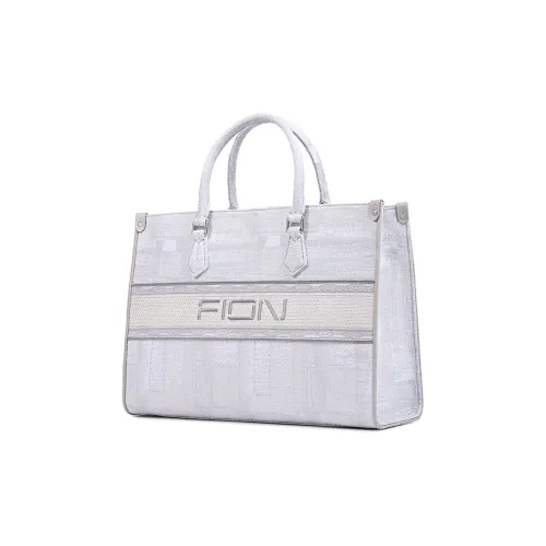 FION Fabric Tote Bag Shopping Bag Handbag Women's Light Gray