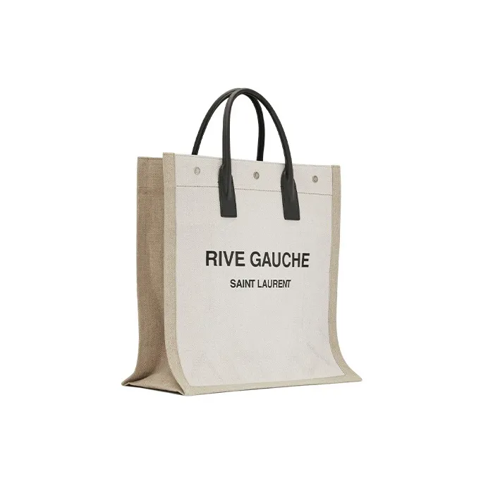 SAINT LAURENT Rive Gauche North/South Tote White Linen/Beige-1