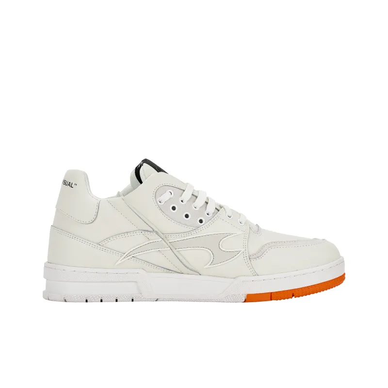 HARSH AND CRUEL Low Top Skateboard Shoes Unisex White Orange-1