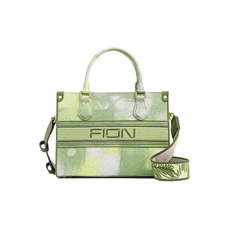FION Fabric Tote Bag Shopping Bag Crossbody Bags Handbags Small Size Women's Green-0