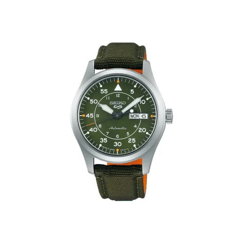 SEIKO Automatic Mechanical Movement Fabric Strap Watch Men's Watches Green Dial