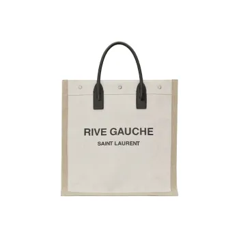 SAINT LAURENT Rive Gauche North/South Tote White Linen/Beige