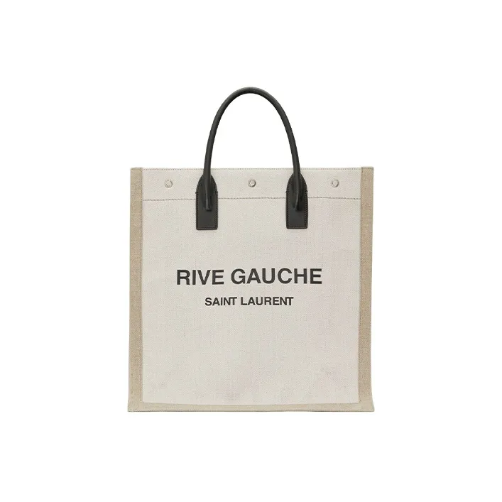 SAINT LAURENT Rive Gauche North/South Tote White Linen/Beige-0