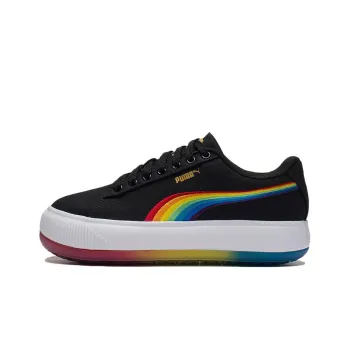 PUMA Suede Mayu Prism Low Tops Thick Sole Skateboarding Shoes Black Women's