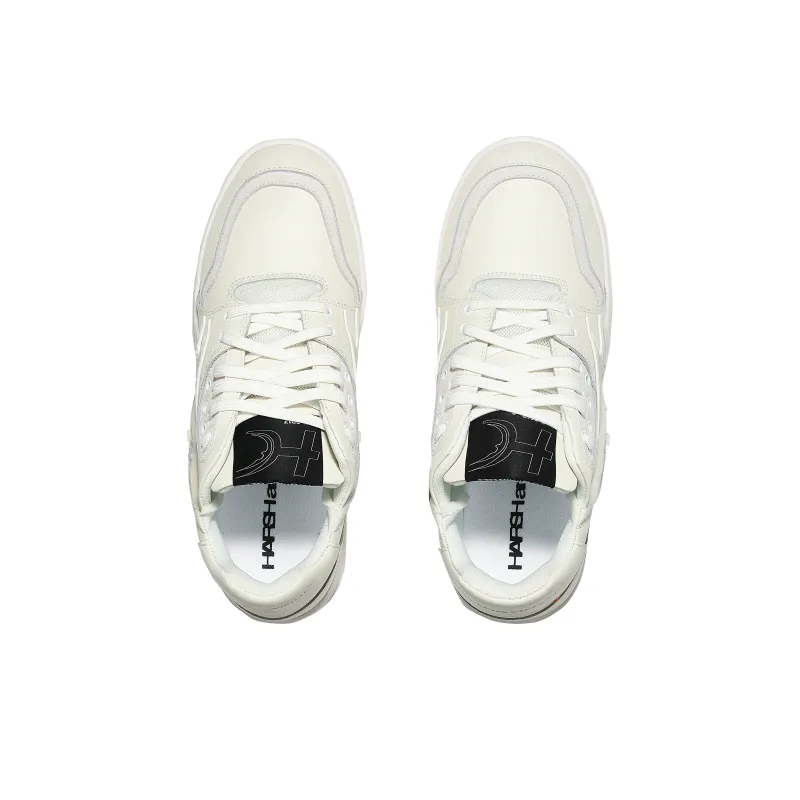 HARSH AND CRUEL Low Top Skateboard Shoes Unisex White Orange-3