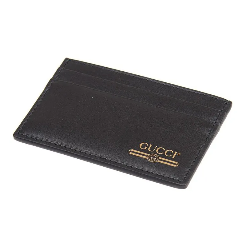 GUCCI Calfskin Card Holder Regular Men's Black-3