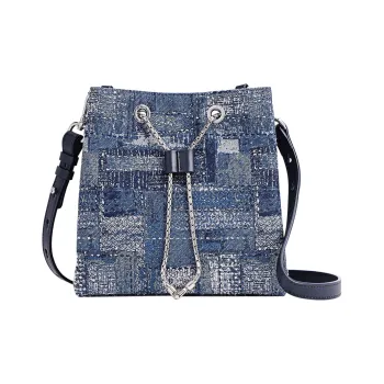 FION Fabric Bucket Bag, Shoulder Bag, Crossbody Bag Women's Dark Blue