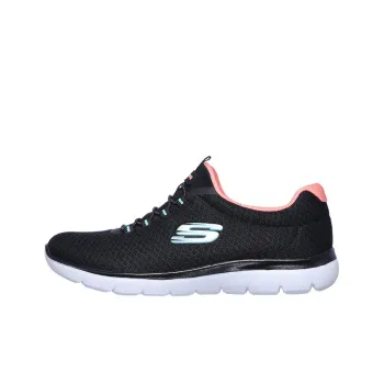 Skechers Summits Cushioned Anti Slip Wear Resistant Breathable Lightweight Low Top Casual Shoes Women's Black Pink