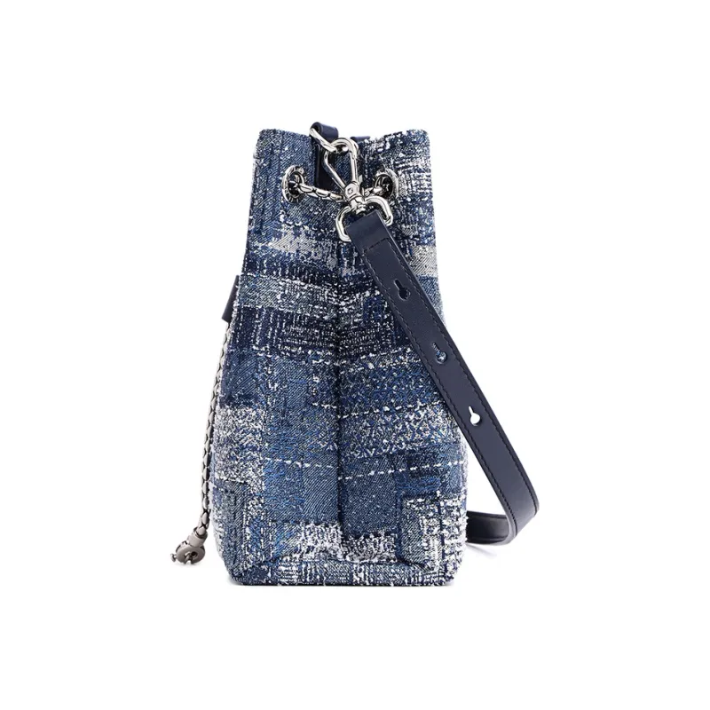 FION Fabric Bucket Bag, Shoulder Bag, Crossbody Bag Women's Dark Blue-3