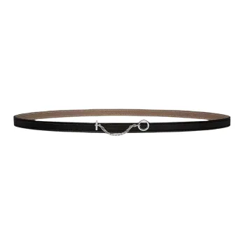 HERMES Carrousel Leather Belts Unisex Black/Elephant Gray