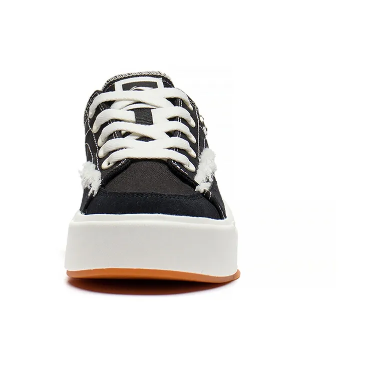 LiNing Comfy Low Top Skateboard Shoes Men's Black White-4