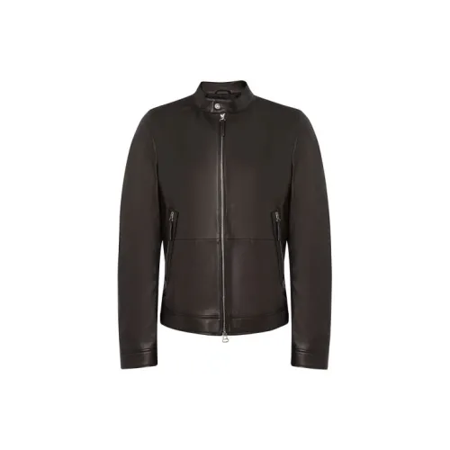 HUGO BOSS Leather Jackets Men Black