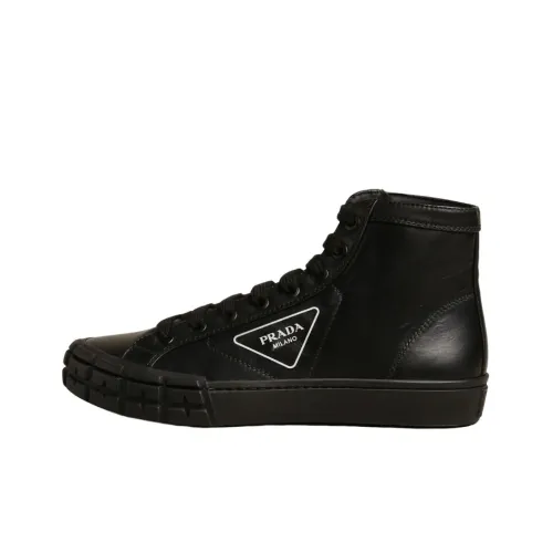 PRADA Skateboard Shoes Men High-Top Black