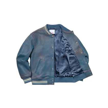 Supreme Painted Leather Varsity Jacket-1