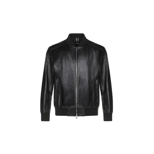 HUGO BOSS Leather Jackets Men Black