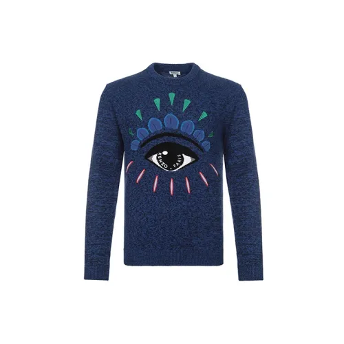 KENZO Sweaters Men Midnight Blue Eye Pattern