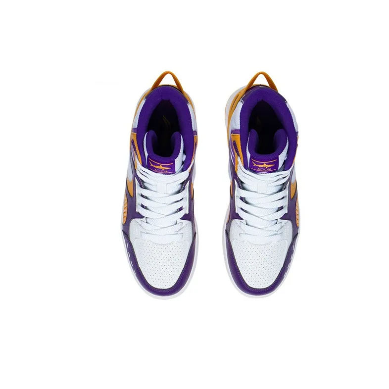 LiNing Cushioning High Top Skateboard Shoes Women's White Purple Yellow-3