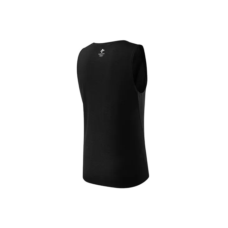 Anta National Flag Knitted Fabric Sleeveless Sports Shirt Men's Black-1