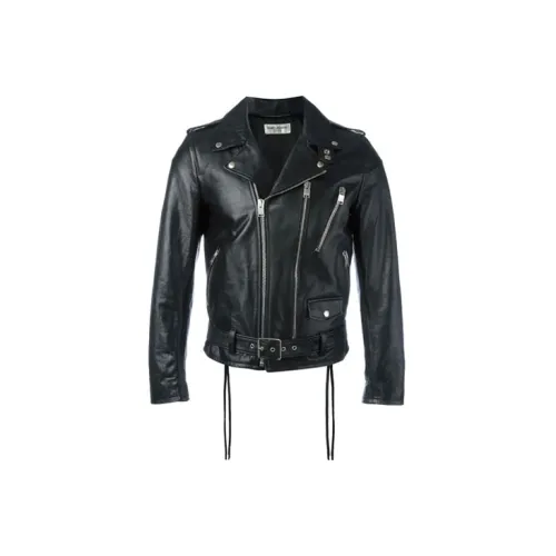 SAINT LAURENT Leather Jackets Men Black