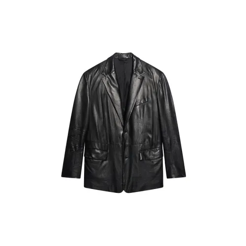 Balenciaga Leather Jackets Men Black