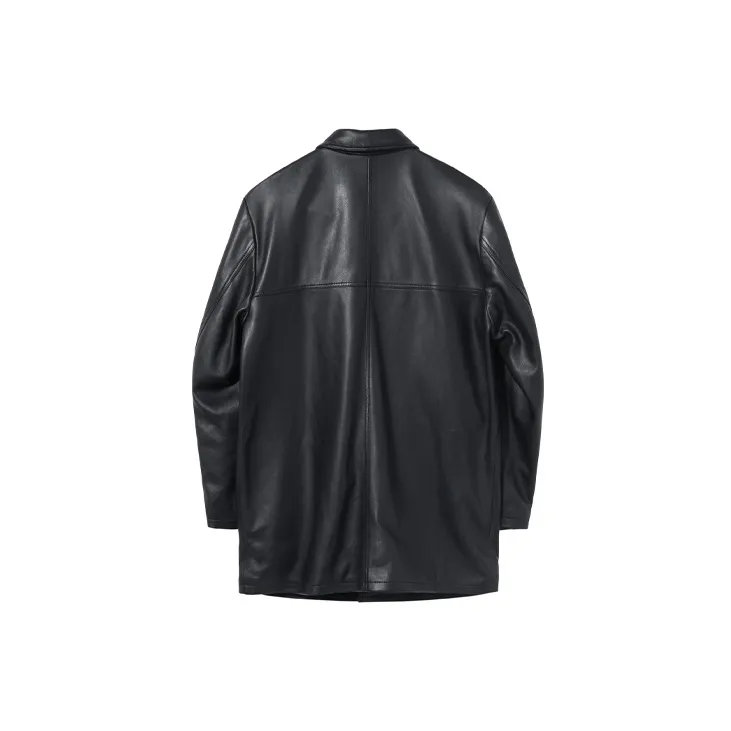 Stussy Leather Jackets Men Black-1