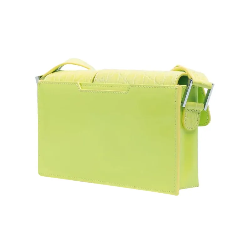 By Far Baby Billy Crocodile Pattern Cow Leather Shoulder Bag Handbag Shoulder Bag Women's Light Green-3