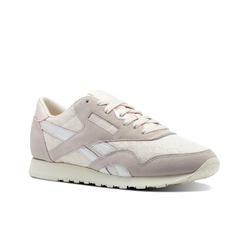 Reebok Classic Nylon Cushioning Anti-Slip And Wear-Resistant Low-Top Retro Running Shoes Women's Brown Pink-1