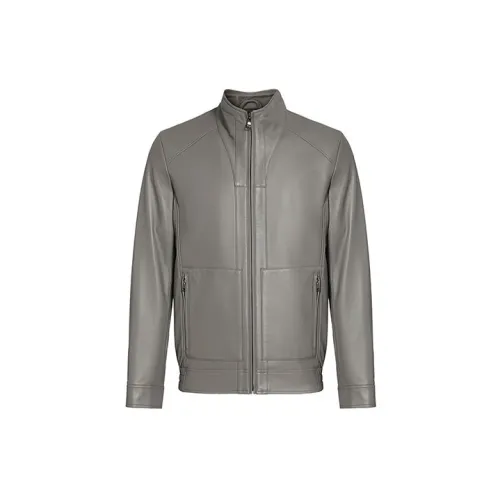 LIU·JO UOMO Leather Jackets Men Gray