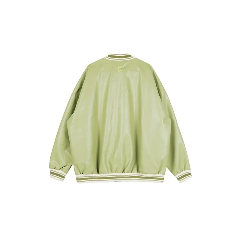 FRLMK Loose Fit Moderate Baseball Jacket Unisex Emerald Green-1