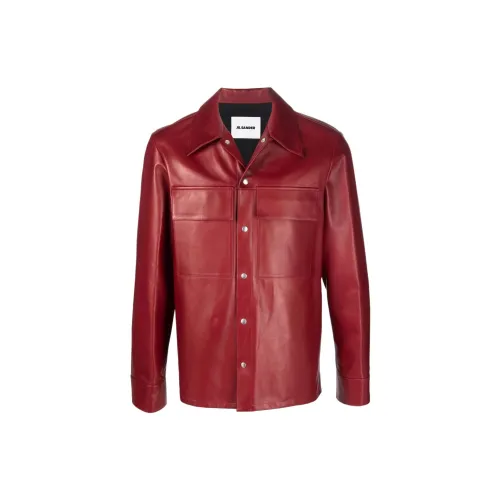 JIL SANDER Leather Jackets Men Red