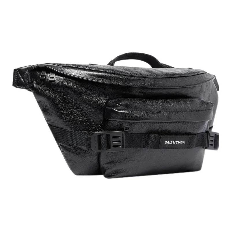 Balenciaga Army Sheepskin Fanny Pack Large Size Men's Black-1
