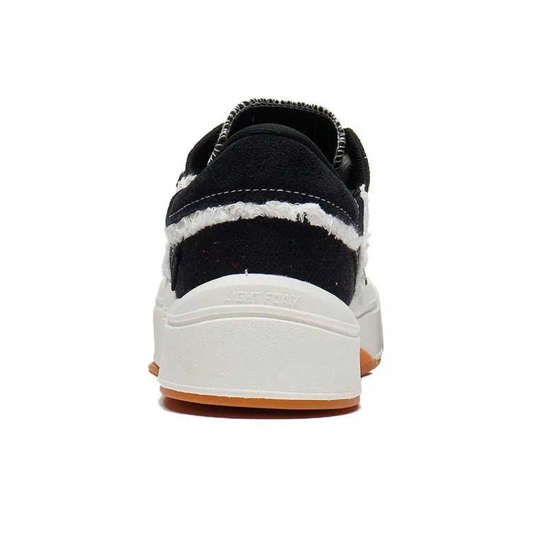 LiNing Comfy Slip Resistant, Abrasion Resistant, Lightweight Low Top Skateboard Shoes Women's Black White-5