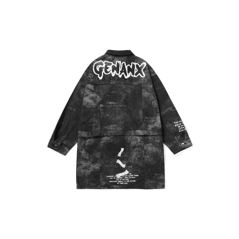 GENANX Trench Coats Unisex Black Gray Color-1