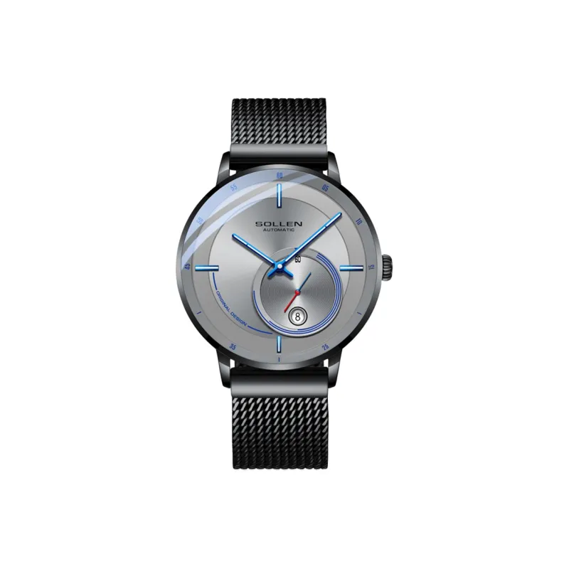 SOLLEN Automatic Mechanical Movement Stainless Steel Watchband Watch Men's Watches Black Dial SL-309-3